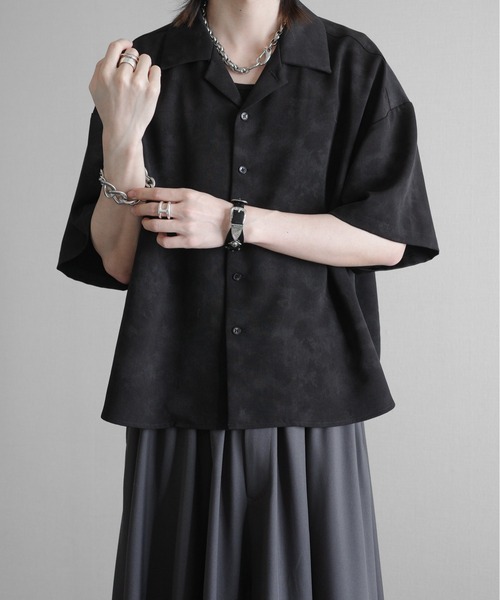 KUUUPY シャツ Cropped Print Open Collar Shirt - 短丈総柄