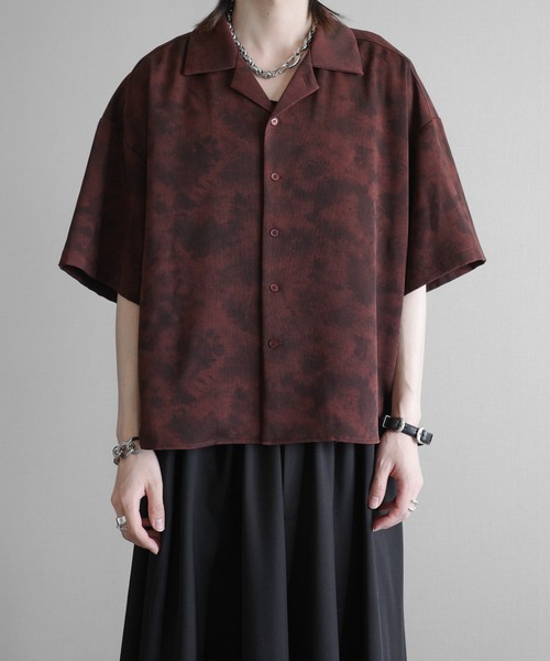KUUUPY シャツ Cropped Print Open Collar Shirt - 短丈総柄