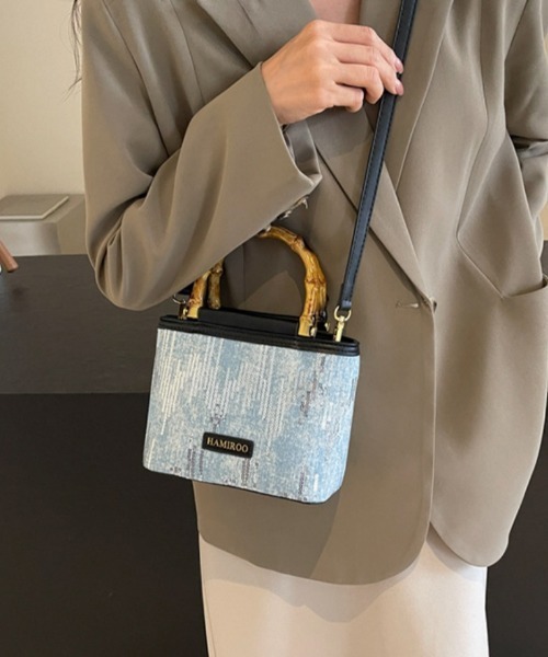 ショルダーバッグ バッグ 2way バンブーハンドル ハンドバッグ 