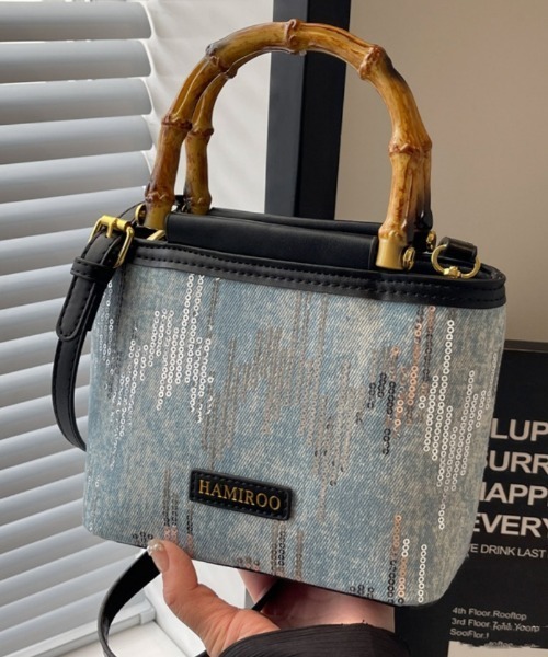 美品 2way ショルダーバッグ バンブー 斜めがけ ハンドバッグ ショルダーバッグ バッグ 2way バンブーハンドル ハンドバッグ