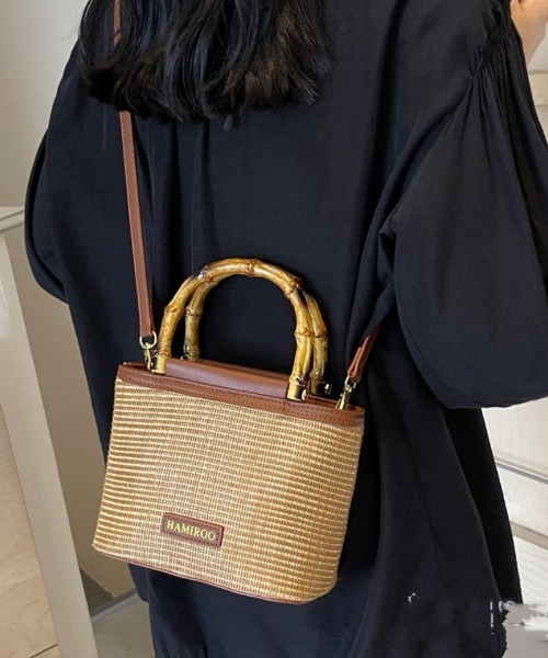 ショルダーバッグ バッグ 2way バンブーハンドル ハンドバッグ