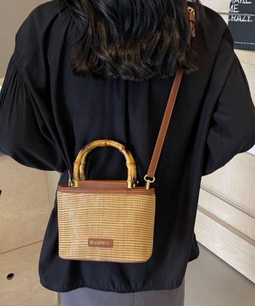 ショルダーバッグ バッグ 2way バンブーハンドル ハンドバッグ
