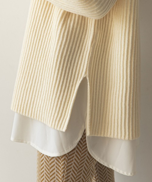「rectangle」 長袖ニット FREE グレイッシュベージュ レディース_画像4