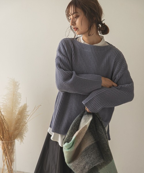 「rectangle」 長袖ニット FREE グレイッシュベージュ レディース_画像6
