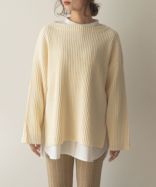 「rectangle」 長袖ニット FREE グレイッシュベージュ レディース_画像9