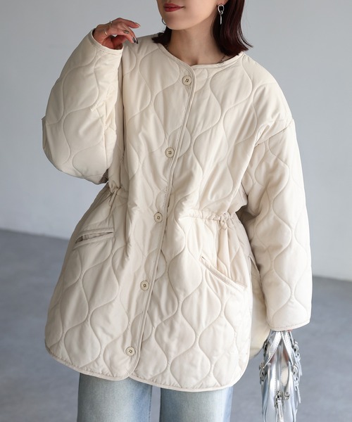 「Riberry」 ノーカラーコート MEDIUM アイボリー レディース_画像5