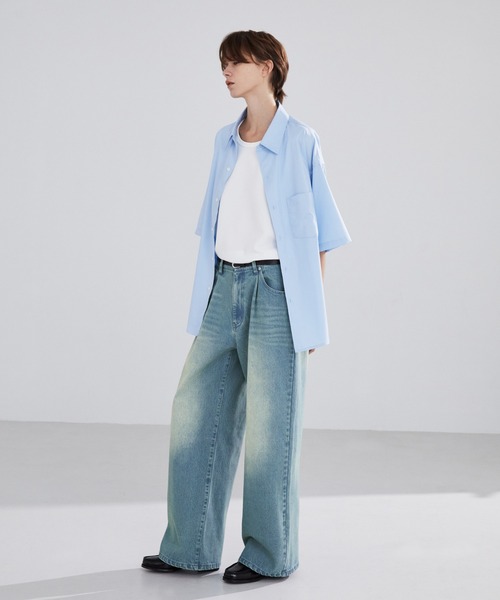 LUENNA ジーンズ 「LUENNA」One-Tuck Wide Straight Denim Pants