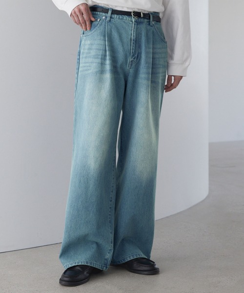 LUENNA ジーンズ 「LUENNA」One-Tuck Wide Straight Denim Pants