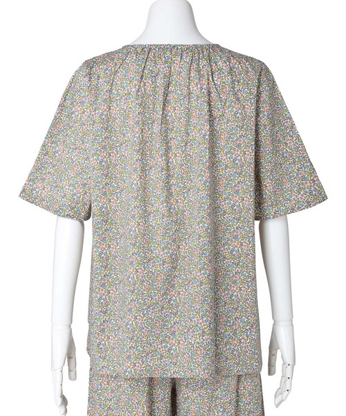 ブラウス シャツ キッドブルー -２５ＬＩＢＥＲＴＹプリント -5分袖トップス -KOBN345 -kidblue レディース