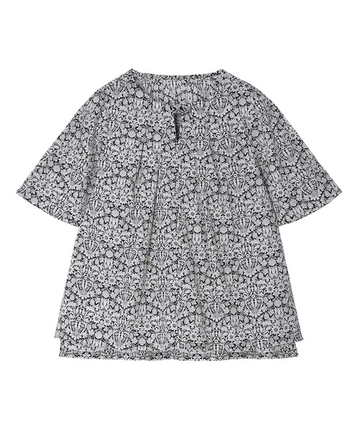 ブラウス シャツ キッドブルー -２５ＬＩＢＥＲＴＹプリント -5分袖トップス -KOBN345 -kidblue レディース