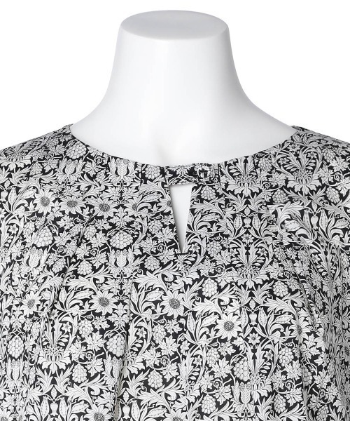 ブラウス シャツ キッドブルー -２５ＬＩＢＥＲＴＹプリント -5分袖トップス -KOBN345 -kidblue レディース
