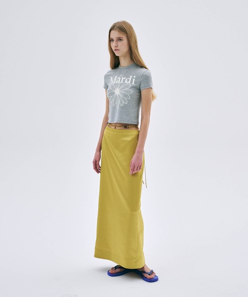 tシャツ CROPPED TSHIRT FLOWERMARDI レディース CROPPED TSHIRT FLOWERMARDI_LIGHTBEIGE GREEN - MARDI MERCREDI