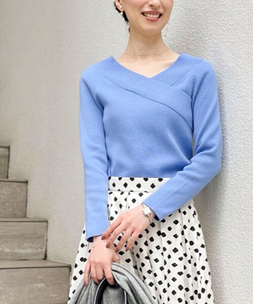 「NOLLEY'S Sophi」 Vネックニット 38 ライトブルー レディース