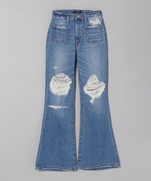 [JEANASIS] повреждение обработка Denim брюки MEDIUM голубой женский 