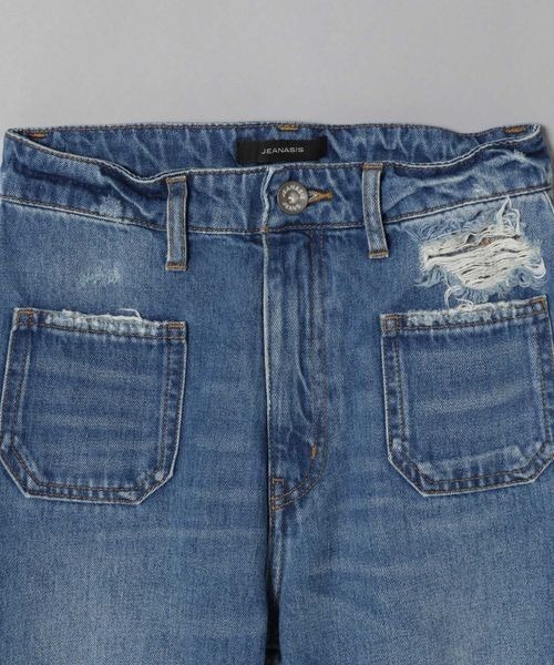 [JEANASIS] повреждение обработка Denim брюки MEDIUM голубой женский 