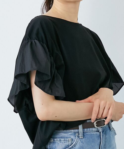 tシャツ 「手洗い可能」コットンシルケットコンビカットプルオーバー レディース