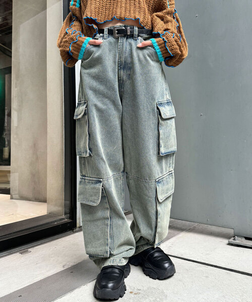 [CIAOPANIC] обработка Denim брюки MEDIUM голубой женский 