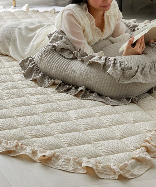 イジョンソク ラグ ラグ ラグマット 洗えるキルトラグ｜ふわくしゅシリーズ・サッカー織