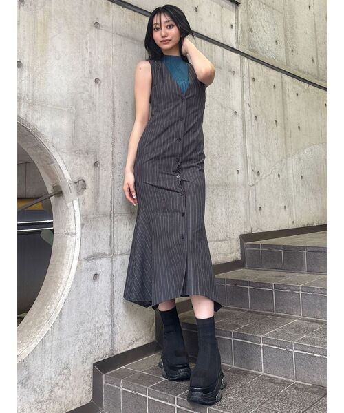 MURUA（ムルーア） ジャンパースカート ジレレイヤードジャンパー