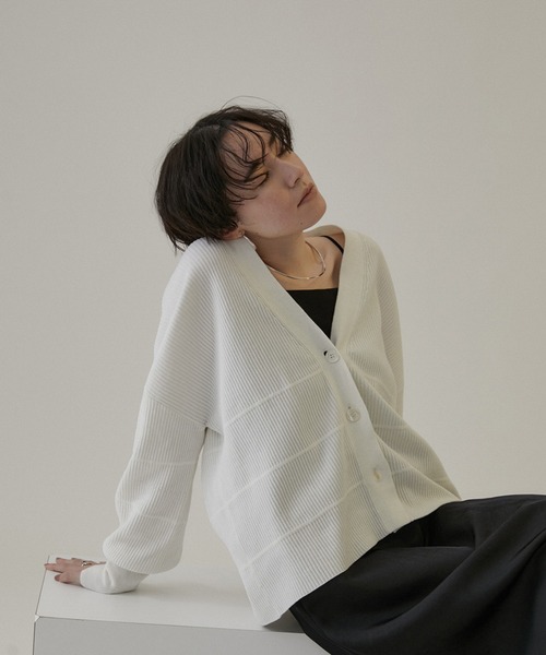 「SALON adam et rope'」 「CreamyCotton」ニットカーディガン FREE ホワイト レディース
