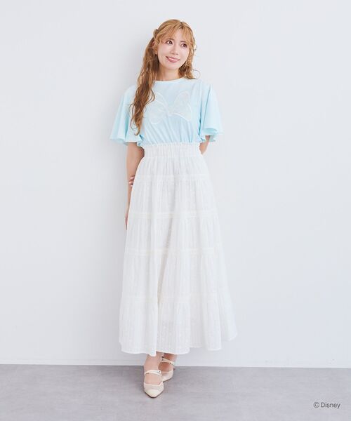 Disney tシャツ ミニー / フレアスリーブレースリボンTシャツ