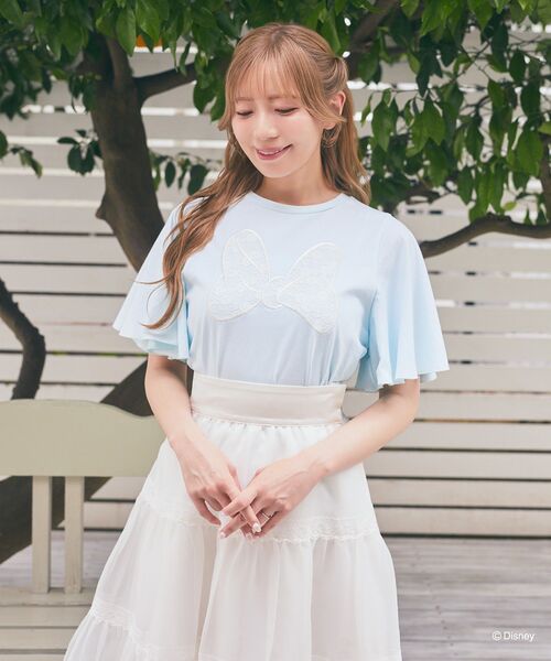 アリーム ディズニー ミニー フレアスリーブレースリボンTシャツ アリーム ディズニー ミニー フレアスリーブレースリボンTシャツ