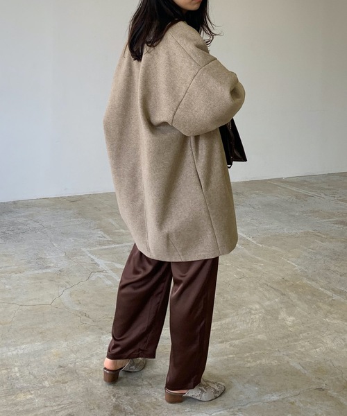 「LIAN」 ノーカラーコート FREE モカ レディース_画像5