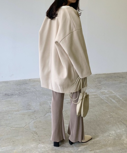 「LIAN」 ノーカラーコート FREE モカ レディース_画像6