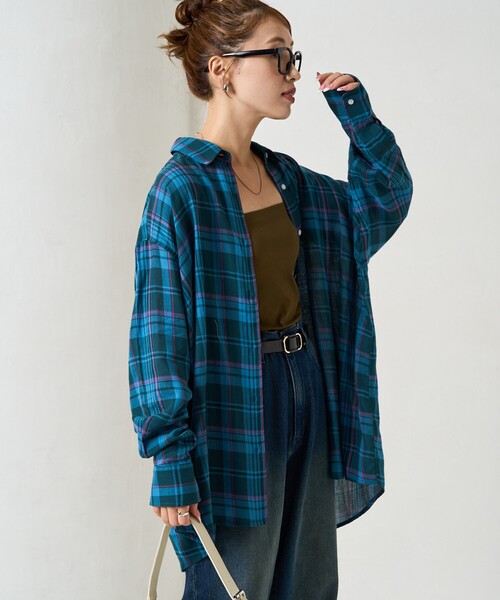 ブラウス シャツ 限定展開　ビックシルエット チェック ボリューム シャツ レディース | FREAK'S STORE