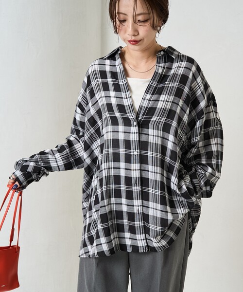 ブラウス シャツ 限定展開　ビックシルエット チェック ボリューム シャツ レディース | FREAK'S STORE | 01