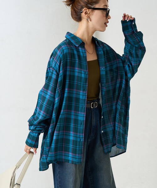 ブラウス シャツ 限定展開　ビックシルエット チェック ボリューム シャツ レディース | FREAK'S STORE | 24