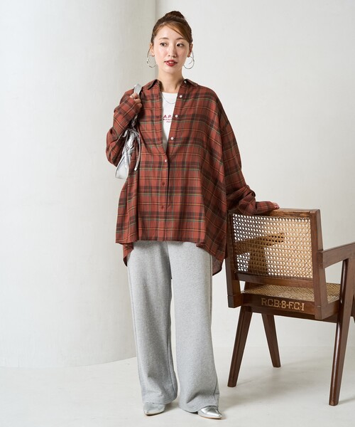 ブラウス シャツ 限定展開　ビックシルエット チェック ボリューム シャツ レディース | FREAK'S STORE | 22