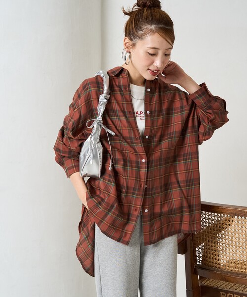 ブラウス シャツ 限定展開　ビックシルエット チェック ボリューム シャツ レディース | FREAK'S STORE | 18