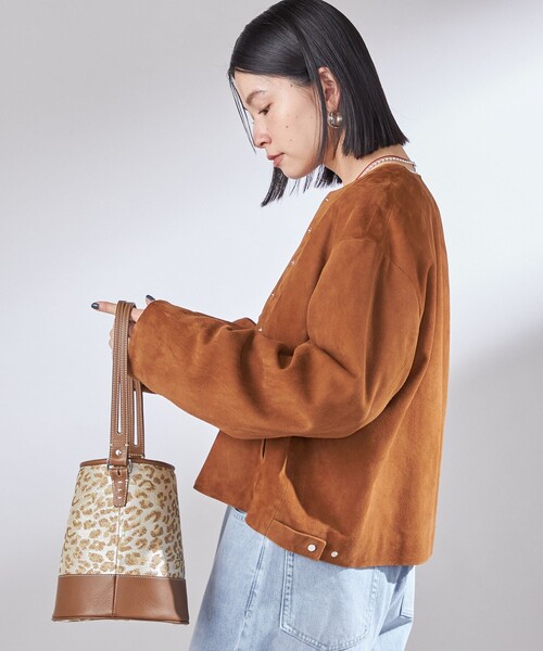 【美品】SHIPS ゴートスエード レザーブルゾン Sサイズ 山羊革 SHIPS（シップス） ブルゾン アウター ゴート スエード ノーカラー