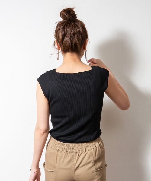「atONE」 「LARU」ノースリーブニット - ブルー レディース_画像4