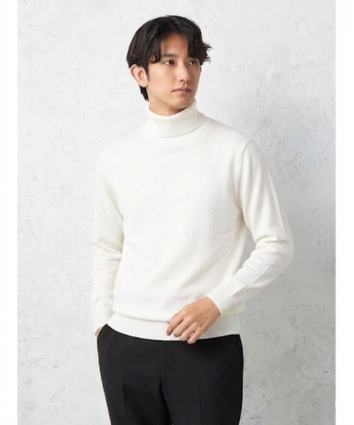 セーター ニット 14G天竺 タートルネックニット ウォッシャブル 抗