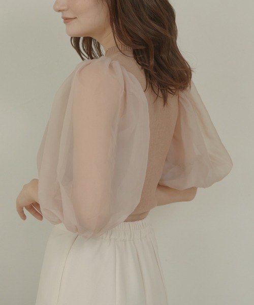 「ACYM」 半袖ニット FREE アイボリー レディース_画像2