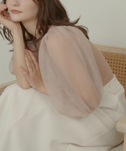 「ACYM」 半袖ニット FREE アイボリー レディース_画像3