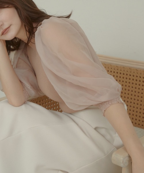 「ACYM」 半袖ニット FREE アイボリー レディース_画像4