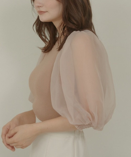 「ACYM」 半袖ニット FREE アイボリー レディース_画像7
