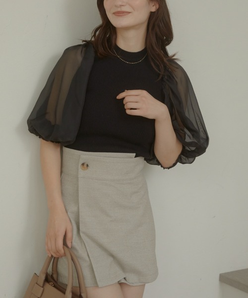 「ACYM」 半袖ニット FREE アイボリー レディース_画像8