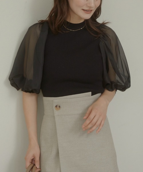 「ACYM」 半袖ニット FREE アイボリー レディース_画像9