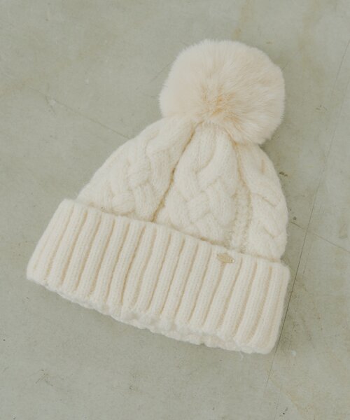 Chico（チコ） 帽子 ハット ファー付きケーブルニット帽 レディース