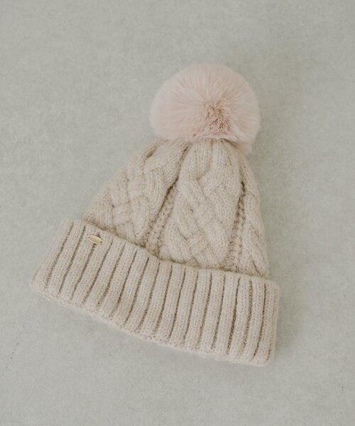 Chico（チコ） 帽子 ハット ファー付きケーブルニット帽 レディース