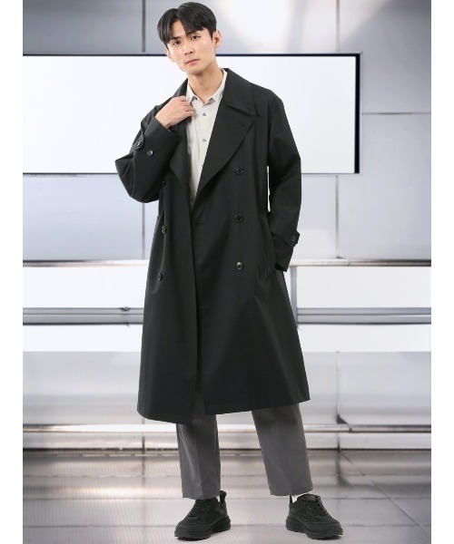タカキュー（TAKA−Q）/【防風 ウール混 ゆったり】タカキュー オーバーサイズ ダブルトレンチコート TAKA-Q（タカキュー） トレンチコート コート 「防風 ウール混