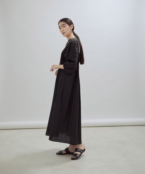 「SALON adam et rope'」 7分袖ワンピース FREE ブラック レディース_画像2