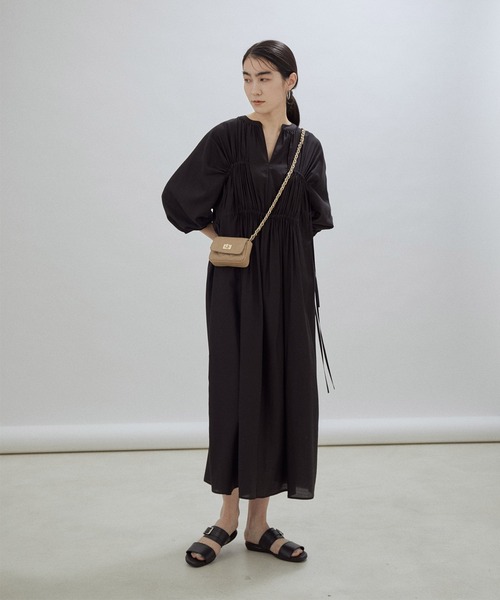 「SALON adam et rope'」 7分袖ワンピース FREE ブラック レディース_画像6