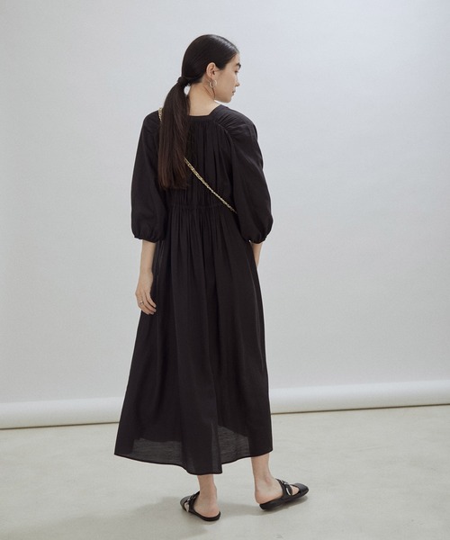 「SALON adam et rope'」 7分袖ワンピース FREE ブラック レディース_画像7