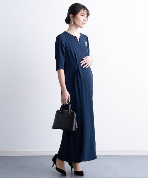 【新品】【美品】マタニティワンピース（ネイビー） SweetMommy（スウィートマミー） 授乳ブラ マタニティ マーメイド