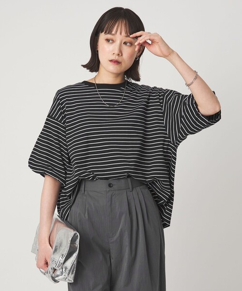 tシャツ ギャザースリーブ プルオーバー カットソー レディースの画像